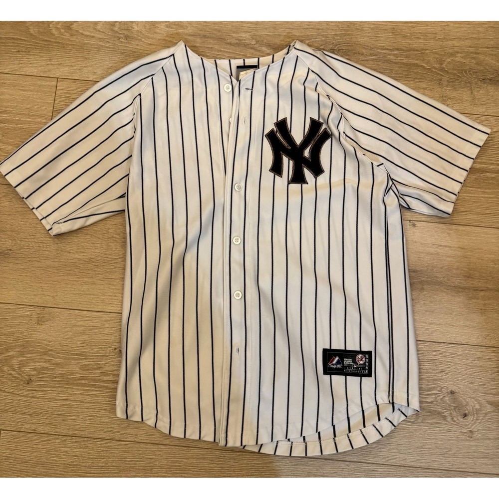 Youth Majestic New York Yankees Pinstripe Jersey Size MLB Genuine L/XL